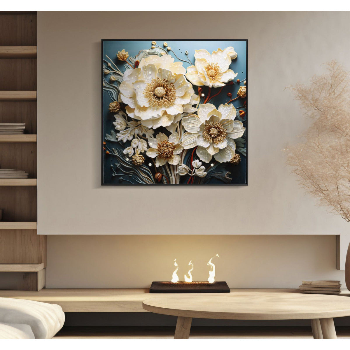 Stampa su Tela Fiori 71, Multicolore, Legno, 82x4x82 cm, Seven Design