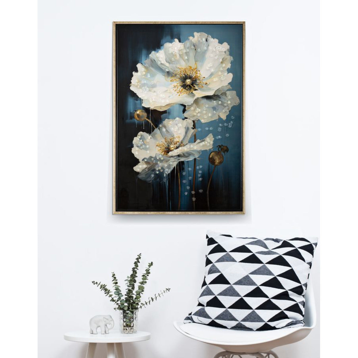 Stampa su Tela Fiori 73, Multicolore, Legno, 42x3,5x62 cm, Seven Design