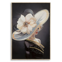 Stampa su Tela Donna con Fiore, Multicolore, Legno, 62x4x92 cm, Seven Design