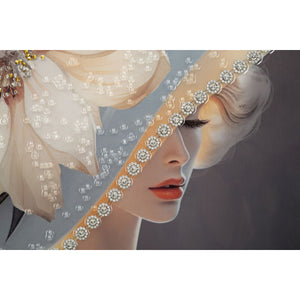 Stampa su Tela Donna con Fiore, Multicolore, Legno, 62x4x92 cm, Seven Design