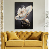 Stampa su Tela Donna con Fiore, Multicolore, Legno, 62x4x92 cm, Seven Design