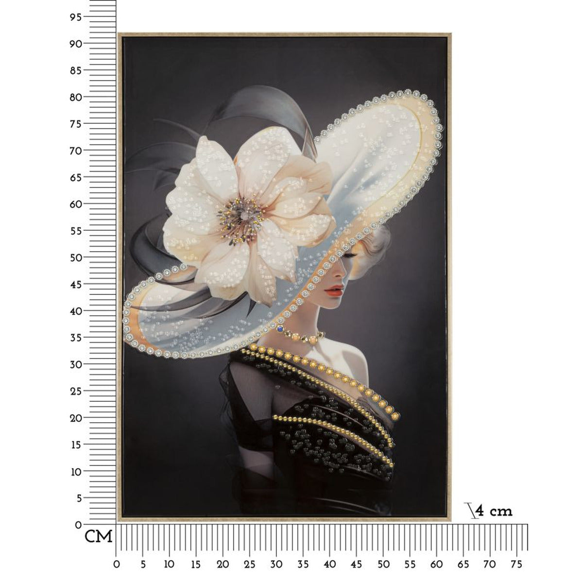 Stampa su Tela Donna con Fiore, Multicolore, Legno, 62x4x92 cm, Seven Design