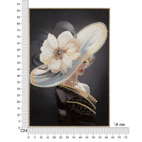 Stampa su Tela Donna con Fiore, Multicolore, Legno, 62x4x92 cm, Seven Design