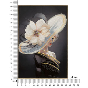 Stampa su Tela Donna con Fiore, Multicolore, Legno, 62x4x92 cm, Seven Design