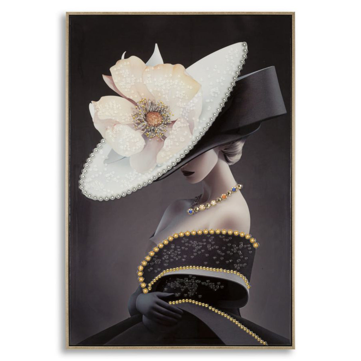 Stampa su Tela Donna con Fiore 1, Multicolore, Legno, 62x4x92 cm, Seven Design