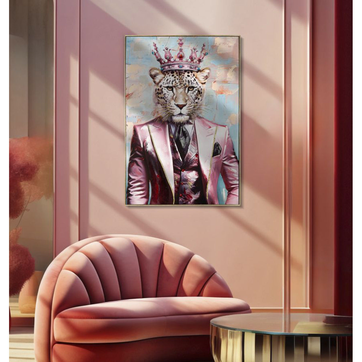 Stampa su Tela Leone 1, Multicolore, Legno, 82x4,5x122 cm, Seven Design