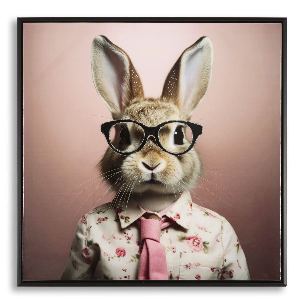 Stampa su Tela Coniglio 3, Multicolore, Legno, 62,5x2,8x62,5 cm, Seven Design