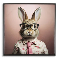 Stampa su Tela Coniglio 3, Multicolore, Legno, 62,5x2,8x62,5 cm, Seven Design