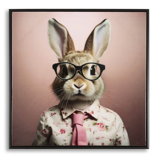 Stampa su Tela Coniglio 3, Multicolore, Legno, 62,5x2,8x62,5 cm, Seven Design