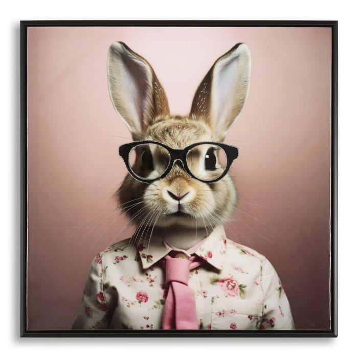 Stampa su Tela Coniglio 3, Multicolore, Legno, 62,5x2,8x62,5 cm, Seven Design