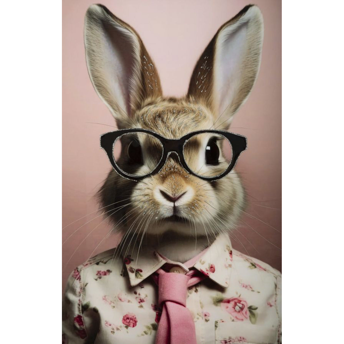 Stampa su Tela Coniglio 3, Multicolore, Legno, 62,5x2,8x62,5 cm, Seven Design