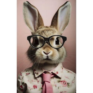 Stampa su Tela Coniglio 3, Multicolore, Legno, 62,5x2,8x62,5 cm, Seven Design