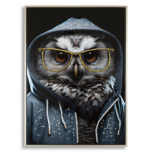 Stampa su Tela Gufo, Multicolore, Legno, 53x3x73 cm, Seven Design