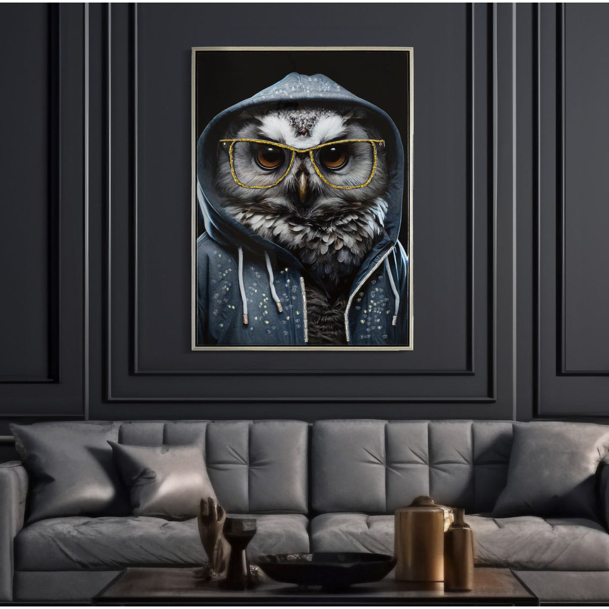 Stampa su Tela Gufo, Multicolore, Legno, 53x3x73 cm, Seven Design