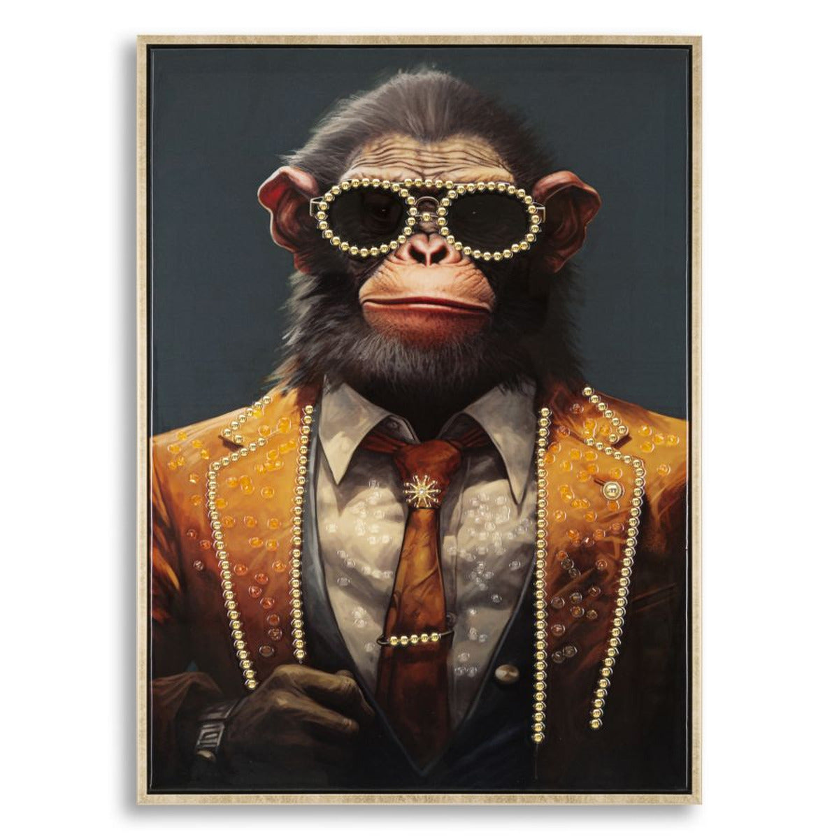 Stampa su Tela Scimmia 8, Multicolore, Legno, 52,5x2,8x72,5 cm, Seven Design