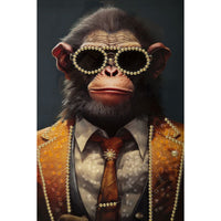 Stampa su Tela Scimmia 8, Multicolore, Legno, 52,5x2,8x72,5 cm, Seven Design