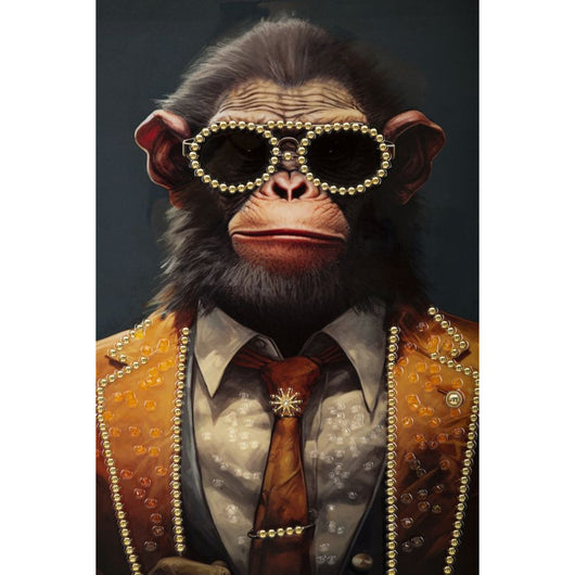 Stampa su Tela Scimmia 8, Multicolore, Legno, 52,5x2,8x72,5 cm, Seven Design