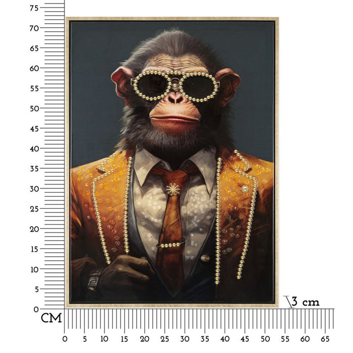 Stampa su Tela Scimmia 8, Multicolore, Legno, 52,5x2,8x72,5 cm, Seven Design