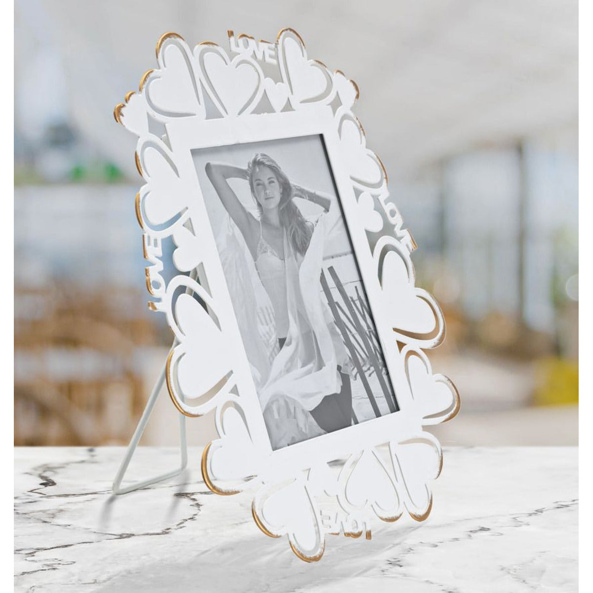 Portafoto Olistic 4, Bianco, Metallo, 25x14,5x27,7 cm, Seven Design