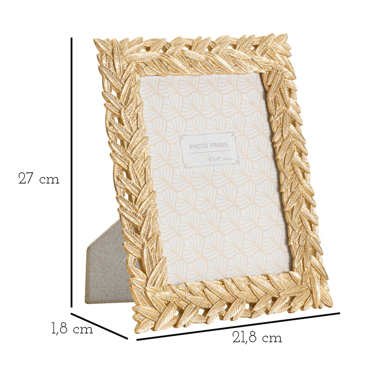 Portafoto Olistic 50, Oro, Poliresina, 21,8x1,8x27 cm, Seven Design