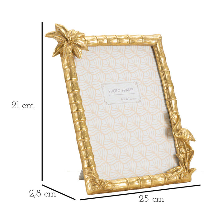 Portafoto Olistic 61, Oro, Poliresina, 25x2,8x21 cm, Seven Design