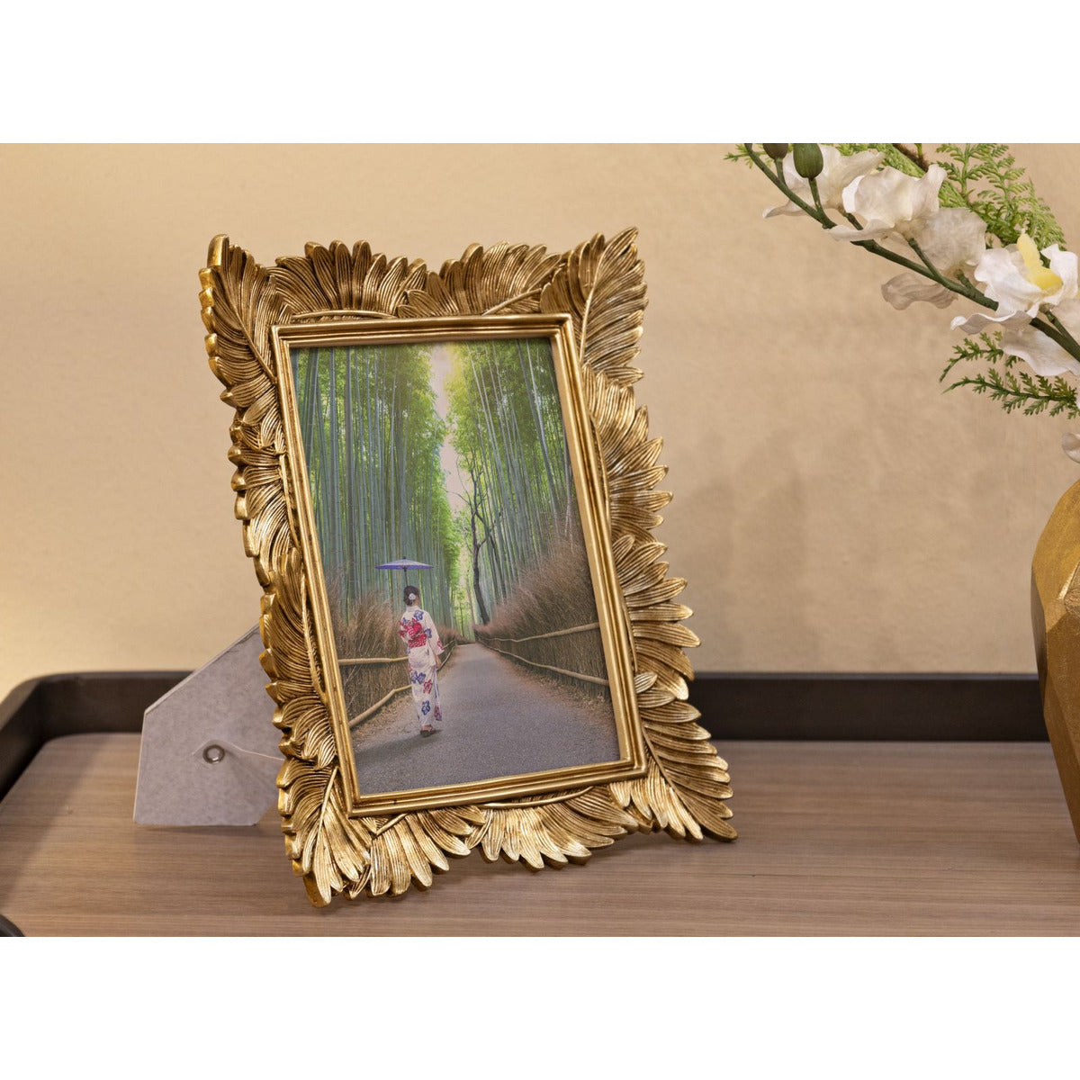 Portafoto Olistic 40, Oro, Poliresina, 23,5x3x28 cm, Seven Design