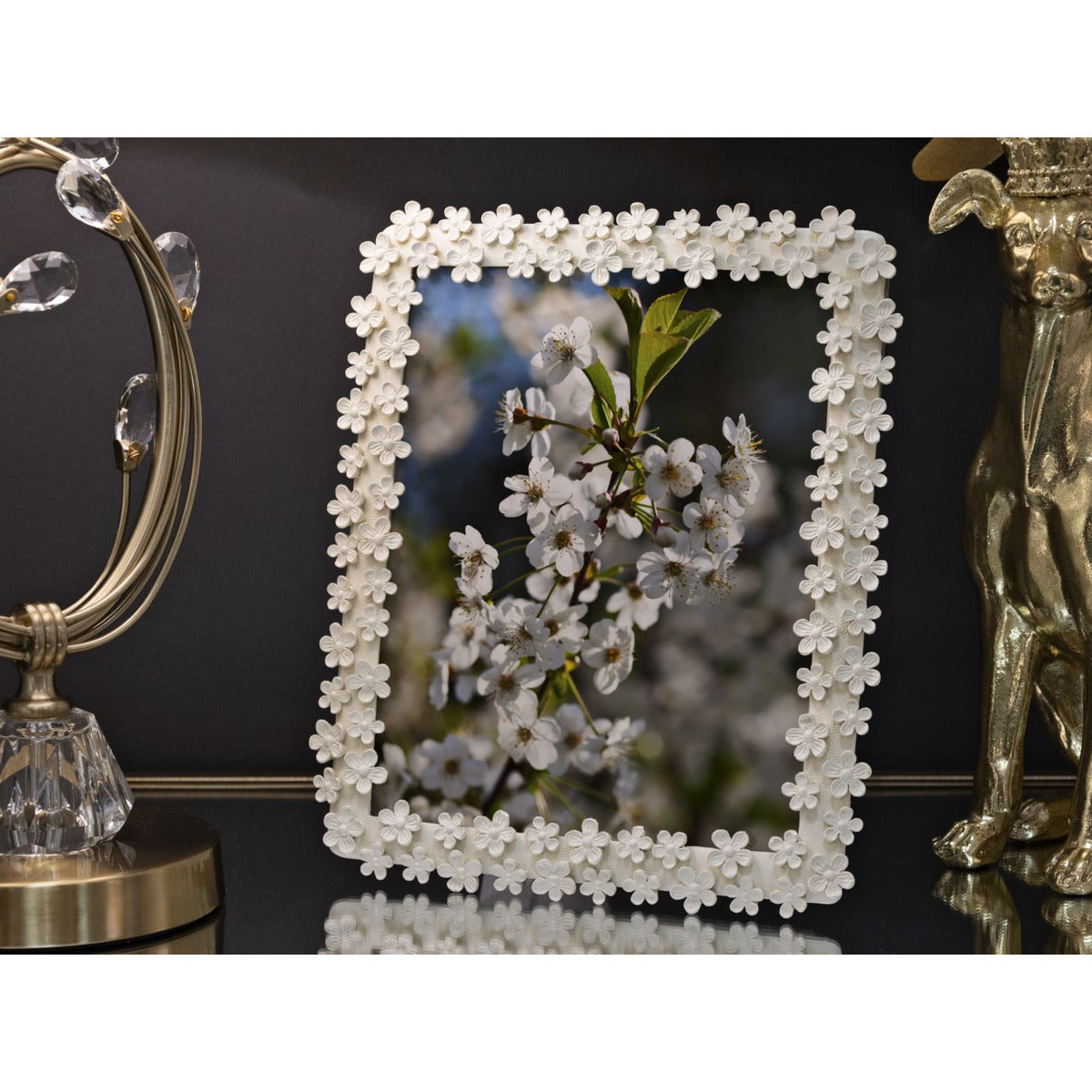 Portafoto Olistic 48, Beige, Poliresina, 25,5x2x30,5 cm, Seven Design