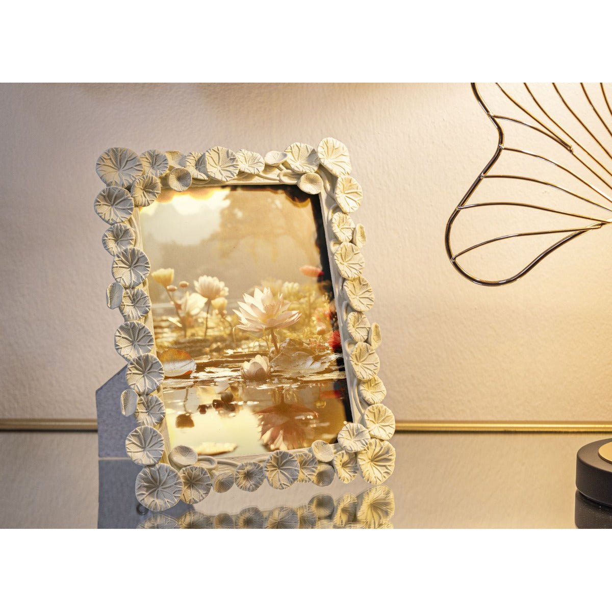 Portafoto Olistic 58, Beige, Poliresina, 20,8x2x25,9 cm, Seven Design