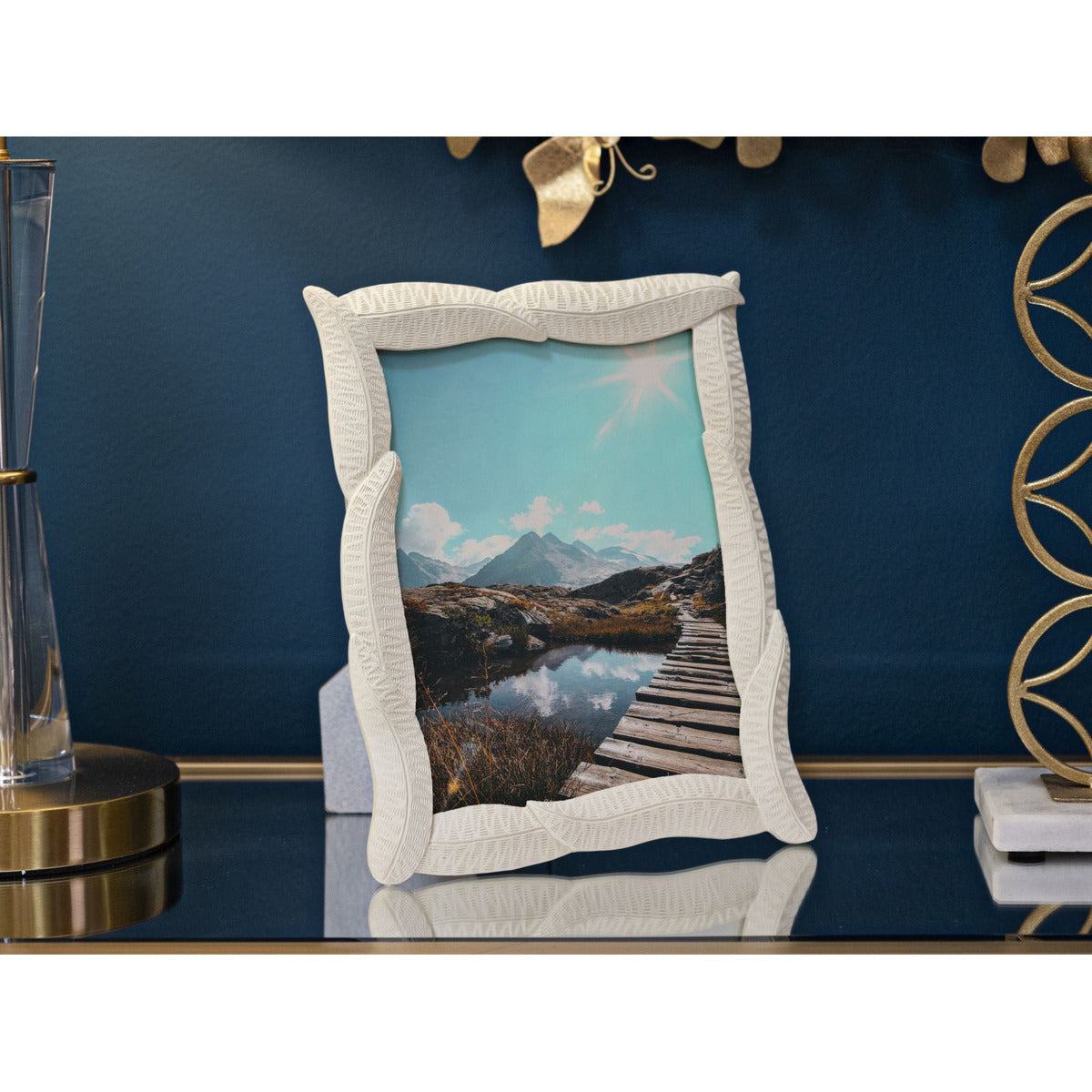 Portafoto Olistic 62, Beige, Poliresina, 19,8x2x24,8 cm, Seven Design