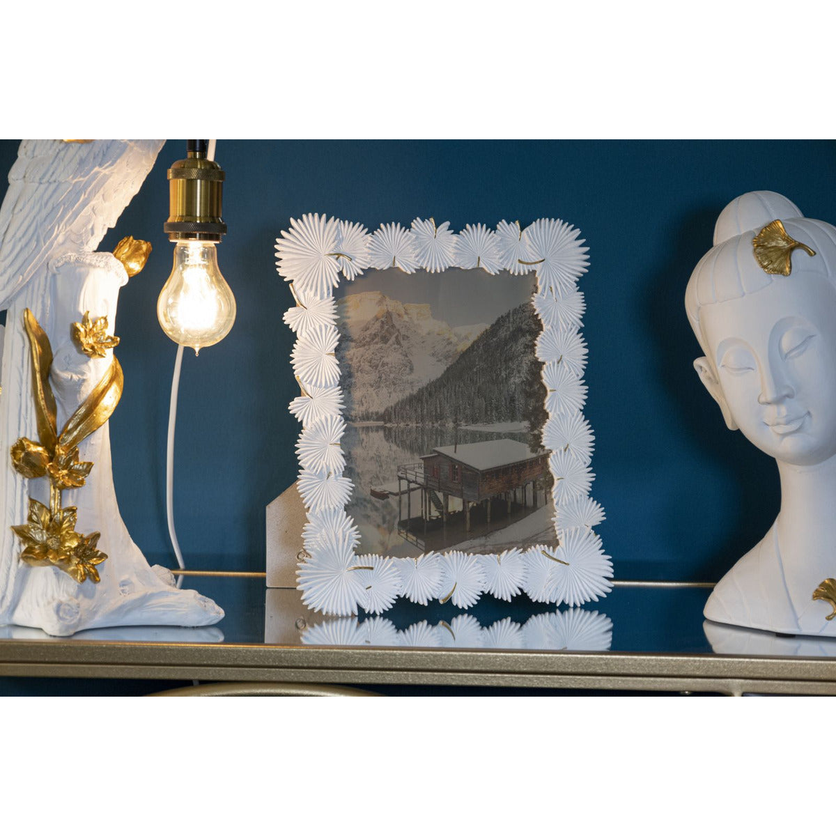 Portafoto Olistic 24, Bianco, Poliresina, 28,5x1,7x33 cm, Seven Design