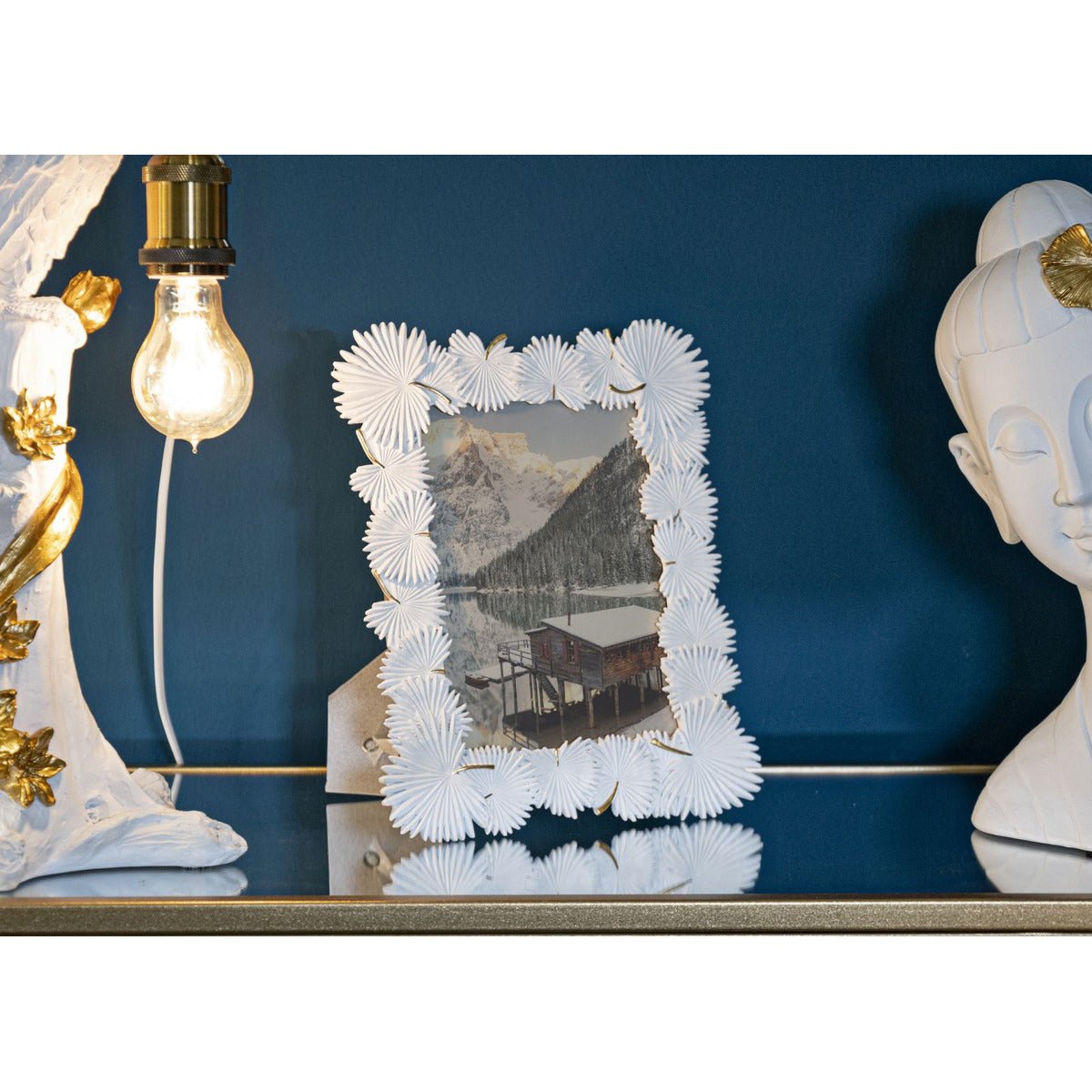 Portafoto Olistic 49, Bianco, Poliresina, 22,7x1,5x28 cm, Seven Design