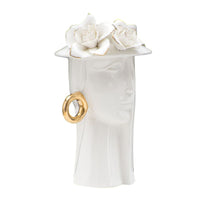 Vaso Decorativo Viso 29, Bianco, Porcellana, 15x13,3x23,5 cm, Seven Design