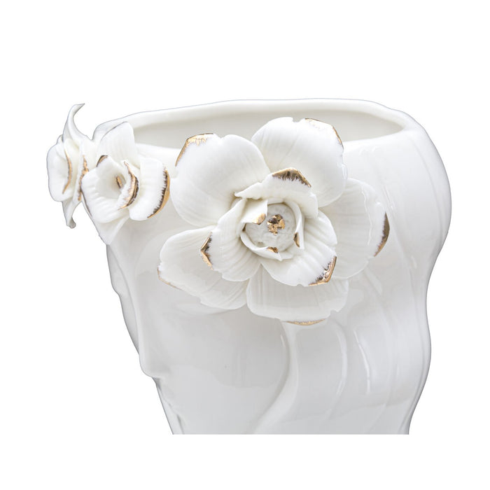 Vaso Decorativo Viso 28, Bianco, Porcellana, 14,8x13x29 cm, Seven Design