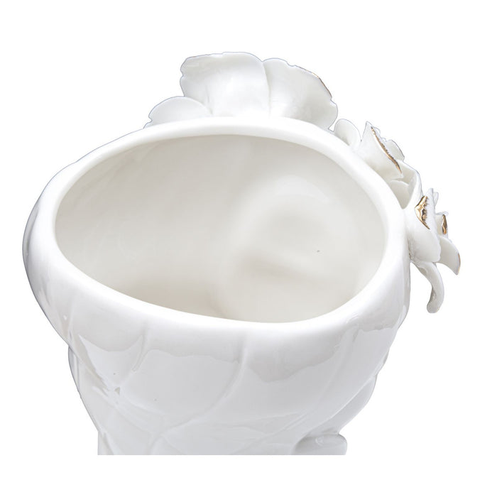 Vaso Decorativo Viso 28, Bianco, Porcellana, 14,8x13x29 cm, Seven Design
