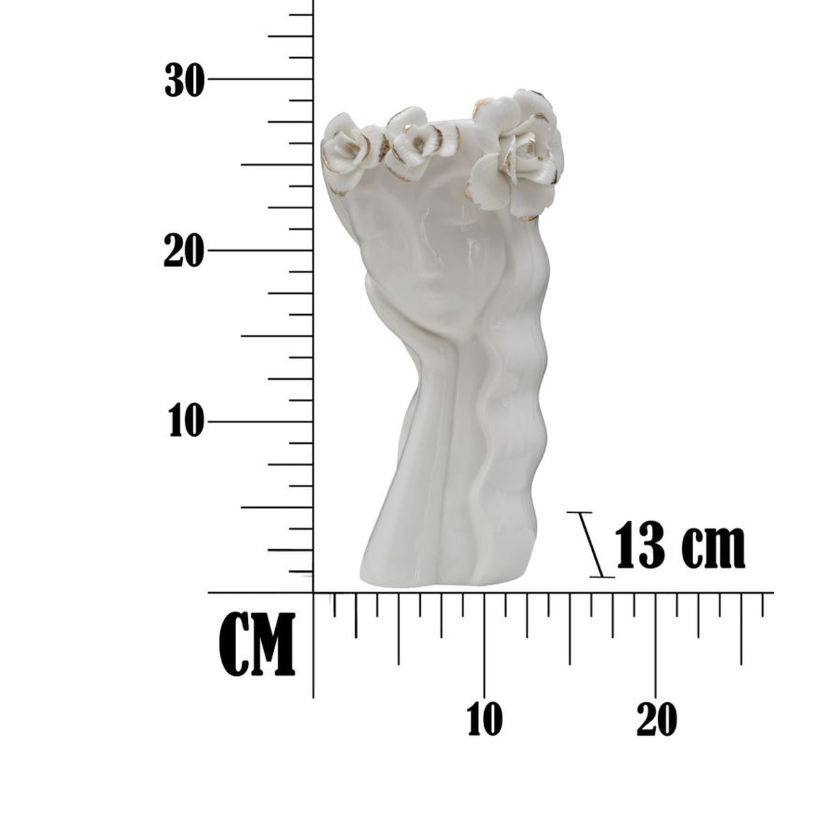 Vaso Decorativo Viso 28, Bianco, Porcellana, 14,8x13x29 cm, Seven Design