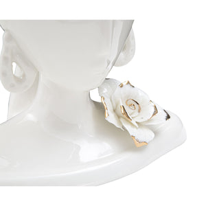 Vaso Decorativo Viso 27, Bianco, Porcellana, 21,7x14x21 cm, Seven Design