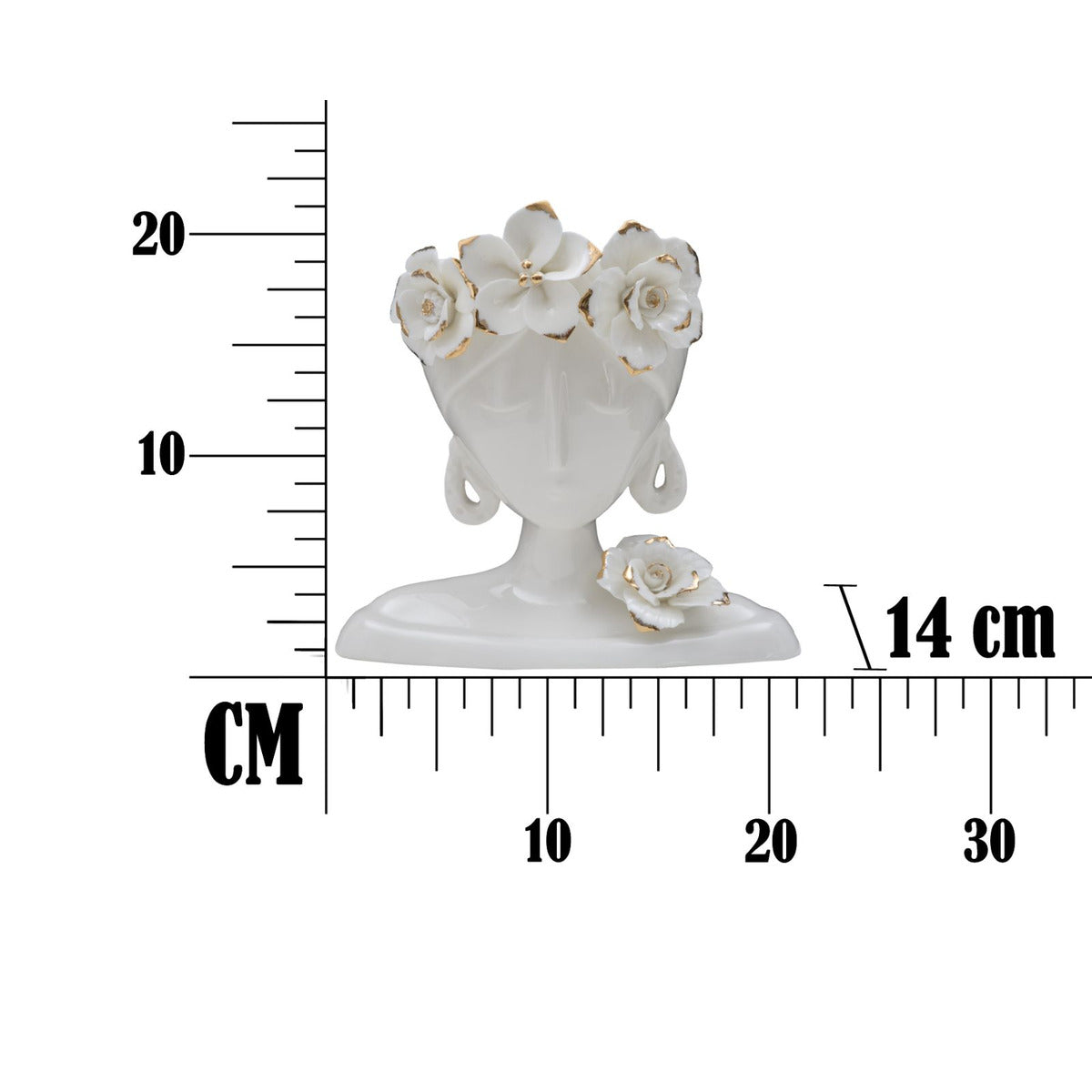 Vaso Decorativo Viso 27, Bianco, Porcellana, 21,7x14x21 cm, Seven Design