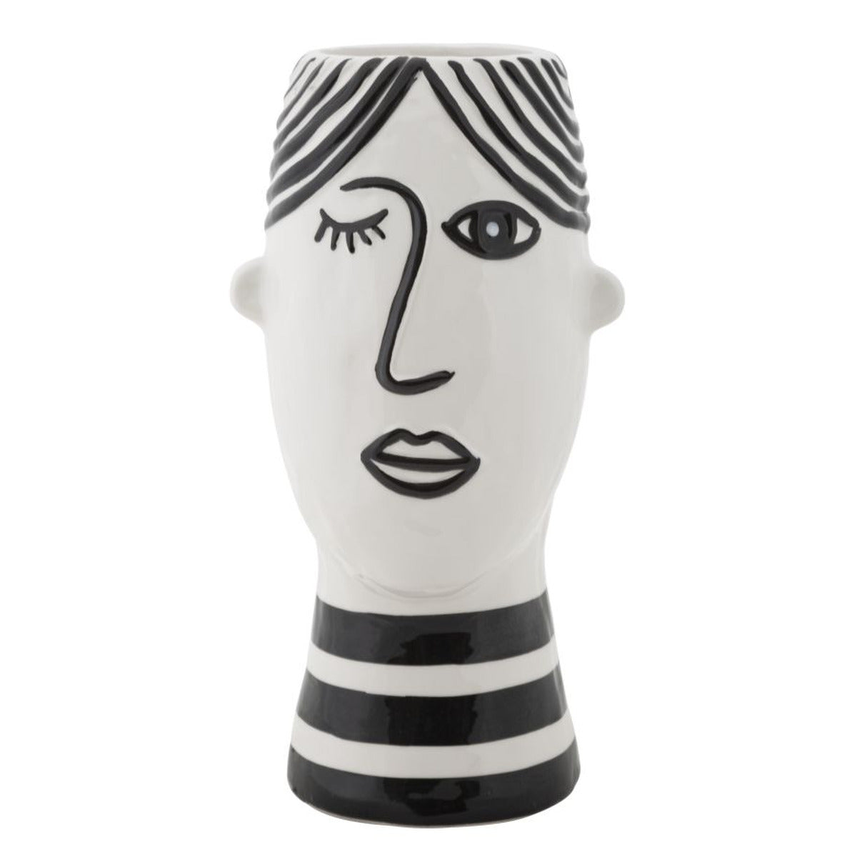 Vaso Decorativo Viso 31, Bianco, Porcellana, 13,2x11,8x26,3 cm, Seven Design