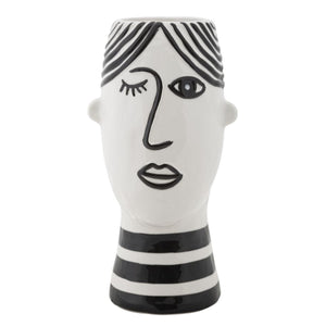 Vaso Decorativo Viso 31, Bianco, Porcellana, 13,2x11,8x26,3 cm, Seven Design