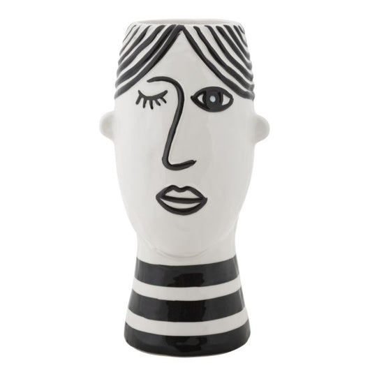 Vaso Decorativo Viso 31, Bianco, Porcellana, 13,2x11,8x26,3 cm, Seven Design