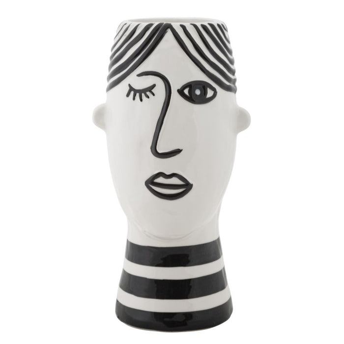 Vaso Decorativo Viso 31, Bianco, Porcellana, 13,2x11,8x26,3 cm, Seven Design