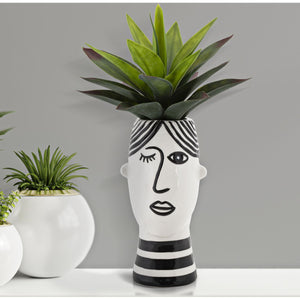 Vaso Decorativo Viso 31, Bianco, Porcellana, 13,2x11,8x26,3 cm, Seven Design