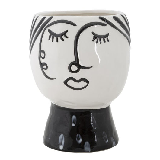Vaso Decorativo Viso 32, Bianco, Porcellana, 14x14x18,2 cm, Seven Design