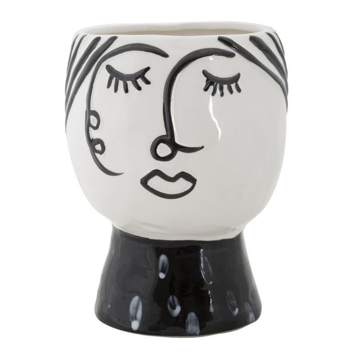 Vaso Decorativo Viso 32, Bianco, Porcellana, 14x14x18,2 cm, Seven Design
