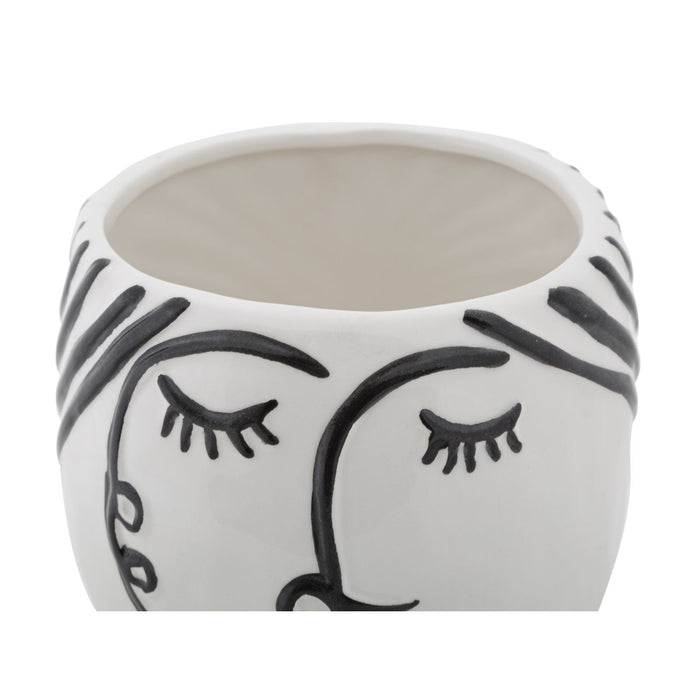 Vaso Decorativo Viso 32, Bianco, Porcellana, 14x14x18,2 cm, Seven Design