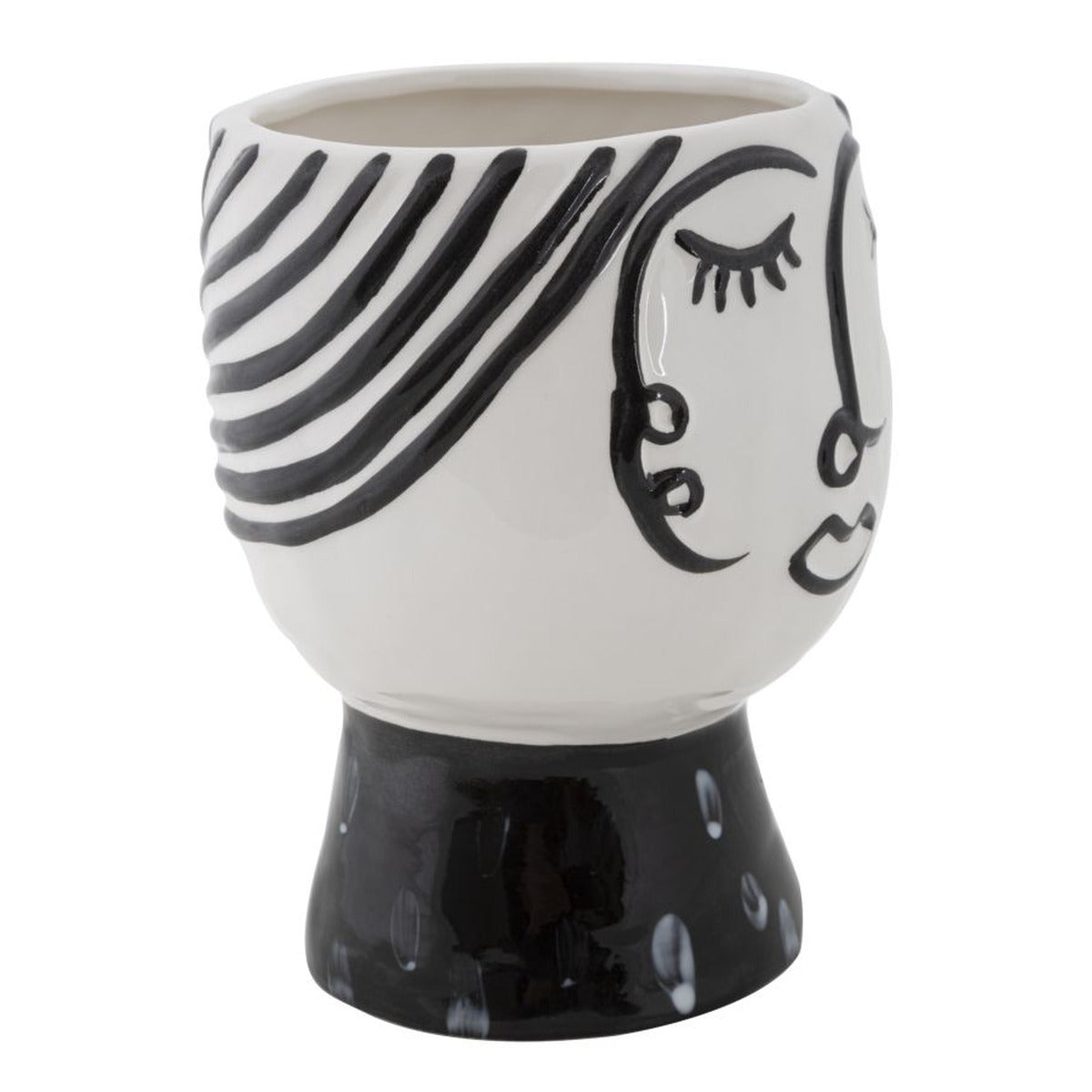 Vaso Decorativo Viso 32, Bianco, Porcellana, 14x14x18,2 cm, Seven Design