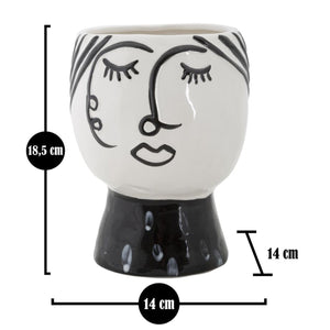 Vaso Decorativo Viso 32, Bianco, Porcellana, 14x14x18,2 cm, Seven Design