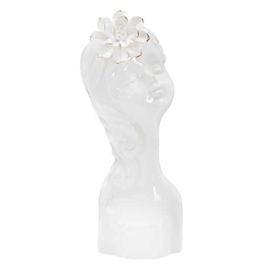 Vaso Decorativo Viso 34, Bianco, Porcellana, 10,5x10x24,7 cm, Seven Design