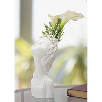 Vaso Decorativo Viso 33, Bianco, Porcellana, 10x14x26 cm, Seven Design
