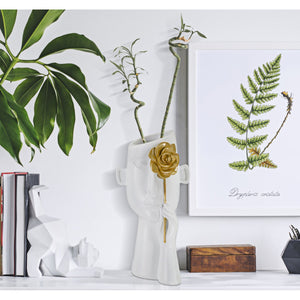 Vaso Decorativo Viso 21, Bianco, Poliestere, 14x13x27 cm, Seven Design